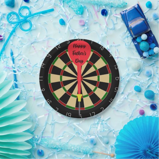 Vaderdag papieren Borden met Dartboard & Dart Papieren Bordje (Feest)