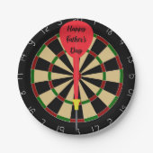 Vaderdag papieren Borden met Dartboard & Dart Papieren Bordje (Voorkant)