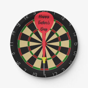 Vaderdag papieren Borden met Dartboard & Dart Papieren Bordje