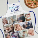 Vaderdag pappa en ik fotocollage schort<br><div class="desc">Maak je eigen vaderdag met een familiefoillage sjabloon,  de titel "DADDY & ME",  een persoonlijk bericht,  een blauw hart en de naam van het kind.</div>