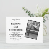 Vaderdag Party Black White Invitation Kaart (Staand voorkant)
