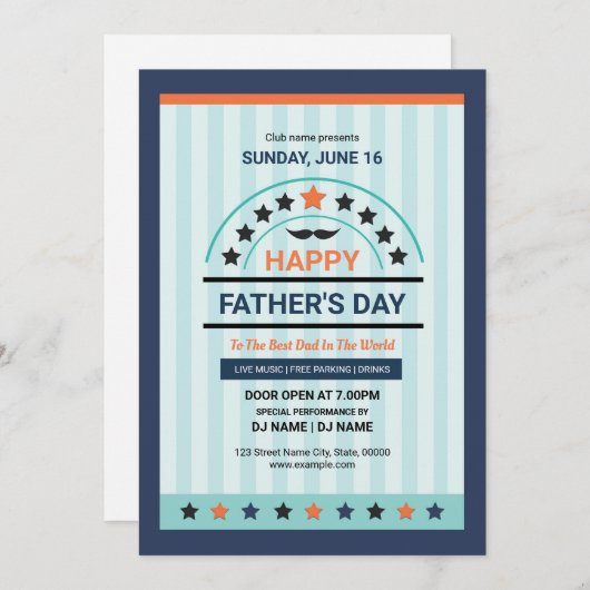 Vaderdag Party Flyer Kaart (Voorkant / Achterkant)