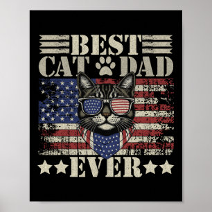 Vaderdag Patriottische Vader Kattige Papa Grappige Poster