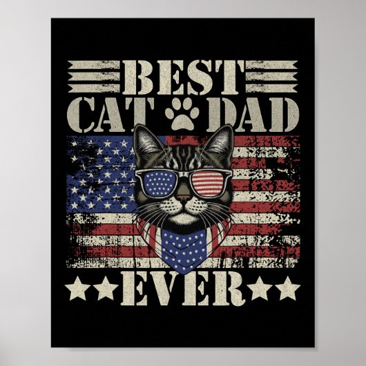 Vaderdag Patriottische Vader Kattige Papa Grappige Poster (Voorkant)