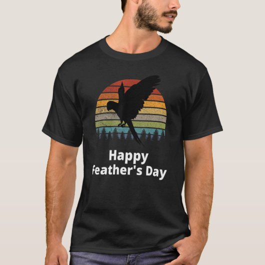 Vaderdag Pet Bird kijken Parrot Feather's Da T-shirt (Voorkant)