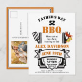 Vaderdag Photo Backyard Oranje BBQ Party Briefkaart (Voorkant / Achterkant)