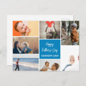 Vaderdag Photo Collage Briefkaart Blauw (Voorkant / Achterkant)