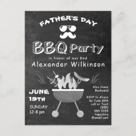 Vaderdag Photo Rustic Chalkboard BBQ Invite Briefkaart