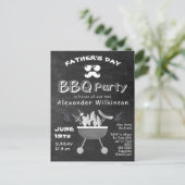 Vaderdag Photo Rustic Chalkboard BBQ Invite Briefkaart (Staand voorkant)