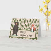 Vaderdag Pine Trees Beer en Fox Kaart (Gele Bloem)