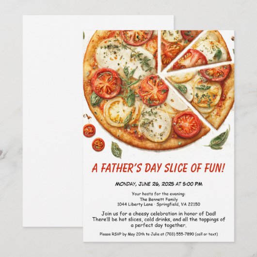 Vaderdag Pizza Party – Bewerkbaar Familiediner Kaart (Voorkant / Achterkant)