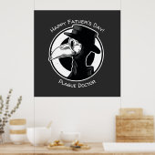 Vaderdag Plague Doctor Bird Mask B/W Steampunk Poster (Keuken)