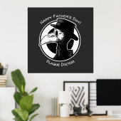 Vaderdag Plague Doctor Bird Mask B/W Steampunk Poster (Thuiskantoor)