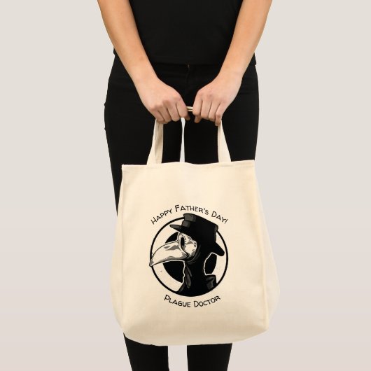 Vaderdag Plague Doctor Bird Mask B/W Steampunk Tote Bag (Voorkant (product))