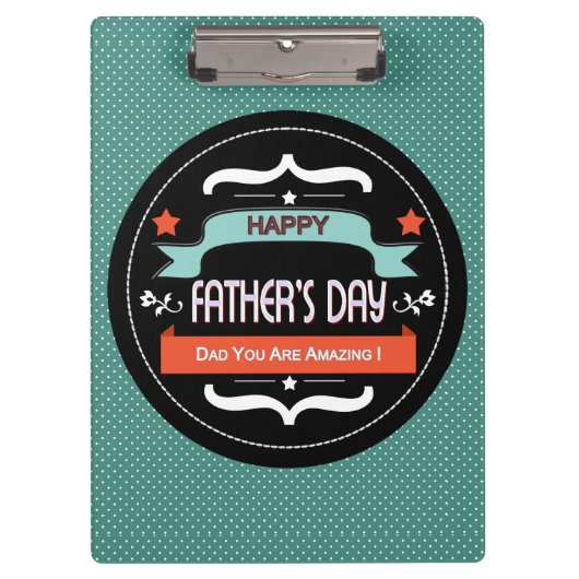 Vaderdag Poster met pooldots en zwart label Klembord (Voorkant)