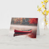 Vaderdag Red Canoe op Autumn Lake Kaart (Gele Bloem)