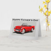 Vaderdag Red Convertible Sportauto Kaart (Gele Bloem)