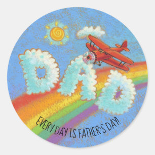 Vaderdag Red Plane Skywriter Papa Ronde Sticker