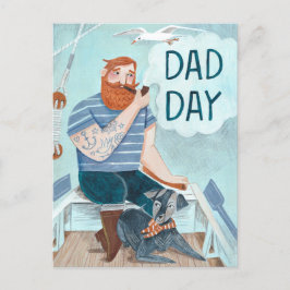 Vaderdag Redbeard Kapitein op een boot Briefkaart