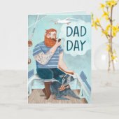 Vaderdag Redbeard Kapitein op een boot met hond Kaart (Gele Bloem)