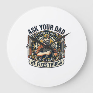 Vaderdag Reparatie Papa T-shirt Vraag je vader of  Grote Klok