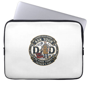 Vaderdag Reparatie Papa T-shirt Vraag je vader of  Laptop Sleeve