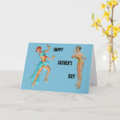 Vaderdag Retro Pin-up Meisjes Kaart (Gele Bloem)
