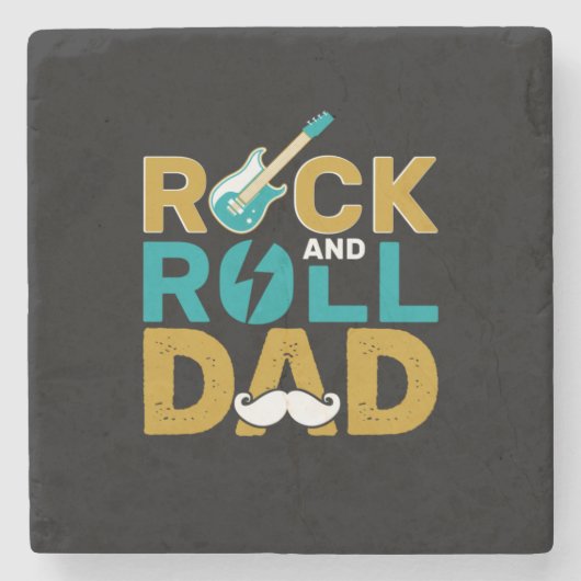 Vaderdag Rock And Roll Vader Stenen Onderzetter (Voorkant)