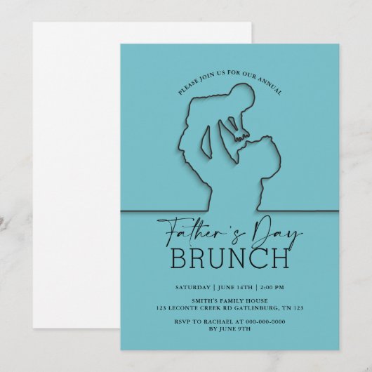 Vaderdag rustieke elegante brunch uitnodiging (Voorkant / Achterkant)