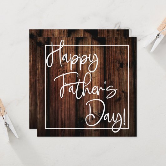 Vaderdag rustieke houten achtergrond kaart (Voorkant / Achterkant in situ)