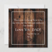 Vaderdag rustieke houten achtergrond kaart (Achterkant)