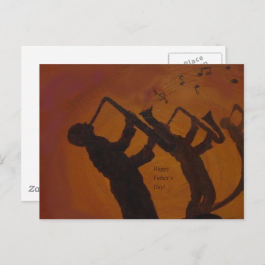 Vaderdag Saxiphone Jazz Art Briefkaart (Voorkant / Achterkant)