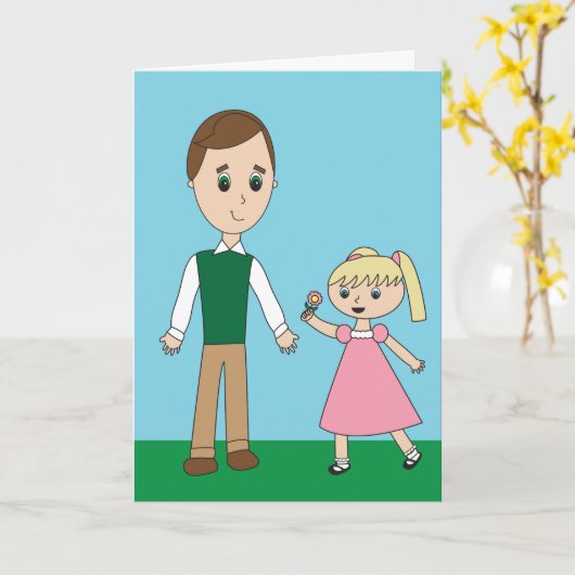 Vaderdag Schattige voor vader van dochter geperson Kaart (Gele Bloem)