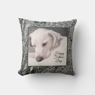 Vaderdag Schattige Witte Hond Puppy Besneeuwde Win Kussen