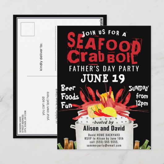 Vaderdag Seafood Boil Party Uitnodiging (Voorkant / Achterkant)