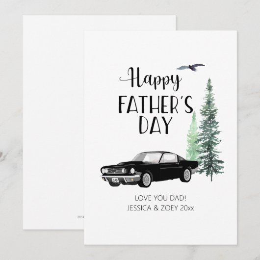 Vaderdag Simple Pine Trees Zwart Auto Kaart (Voorkant / Achterkant)