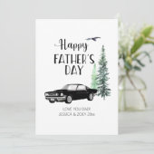 Vaderdag Simple Pine Trees Zwart Auto Kaart (Staand voorkant)