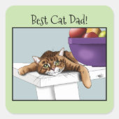 Vaderdag Sinaasappel Tabby Cat Vierkante Sticker (Voorkant)