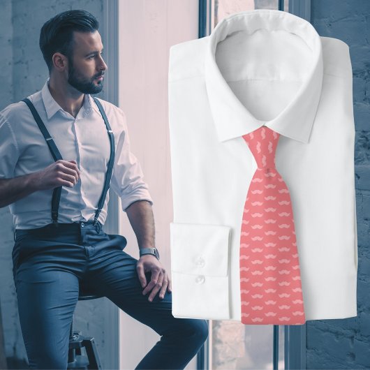 Vaderdag snor trendy roze patroon stropdas