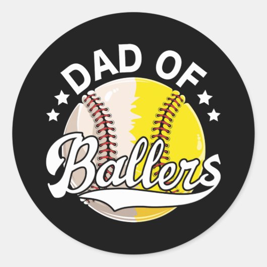 Vaderdag Softball Baseball Lovers Funny Dad Ronde Sticker (Voorkant)