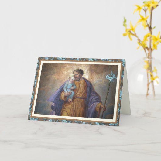 Vaderdag St. Joseph Baby Jesus Cross Lily Kaart (Gele Bloem)