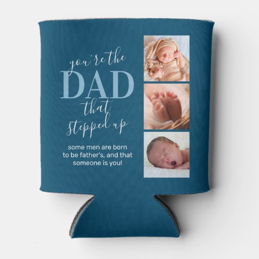 Vaderdag Stap dad 6 Foto Blikjeskoeler (Voorkant)