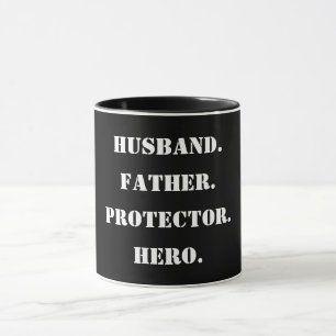 Vaderdag Stencil Husband Father Protector Hero Mok