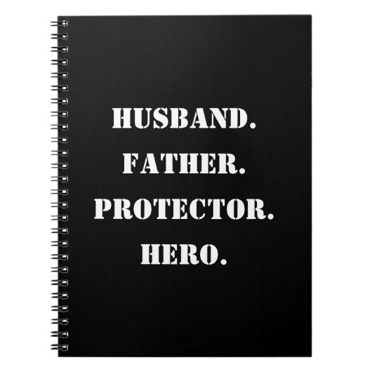 Vaderdag Stencil Husband Father Protector Hero Notitieboek (Voorkant)