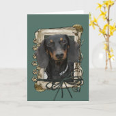 Vaderdag - Stenen poten - Dachshund - Winston Kaart (Gele Bloem)