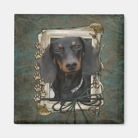 Vaderdag - Stenen poten - Dachshund - Winston Magneet (Voorkant)