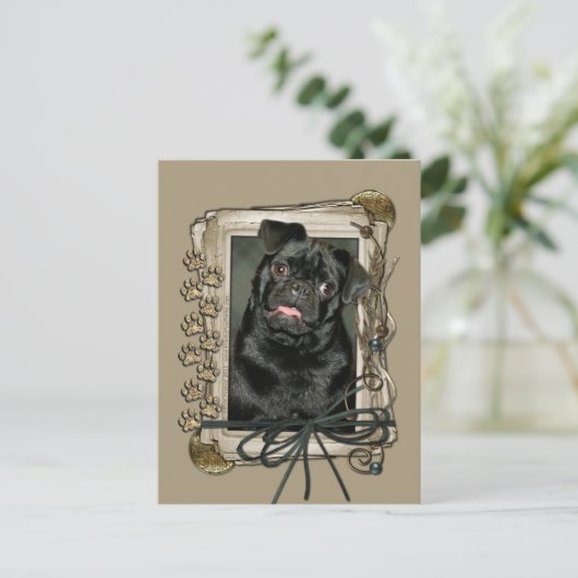 Vaderdag - Stenen poten - Pug - Ruffy Briefkaart (Staand voorkant)