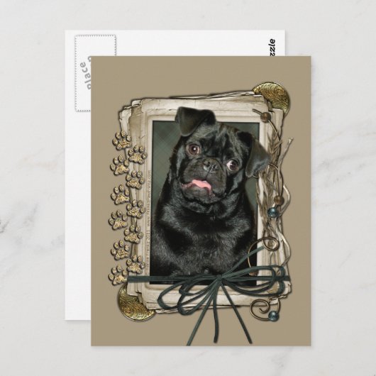 Vaderdag - Stenen poten - Pug - Ruffy Briefkaart (Voorkant / Achterkant)