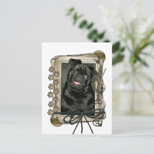 Vaderdag - Stenen poten - Pug - Ruffy Briefkaart (Staand voorkant)