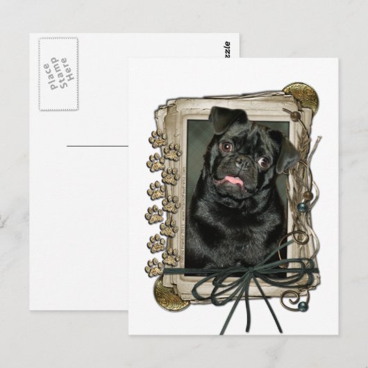 Vaderdag - Stenen poten - Pug - Ruffy Briefkaart (Voorkant / Achterkant)